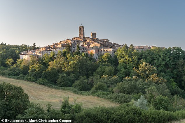 The medieval village of Casciano dei Bagni, which is located on a hill