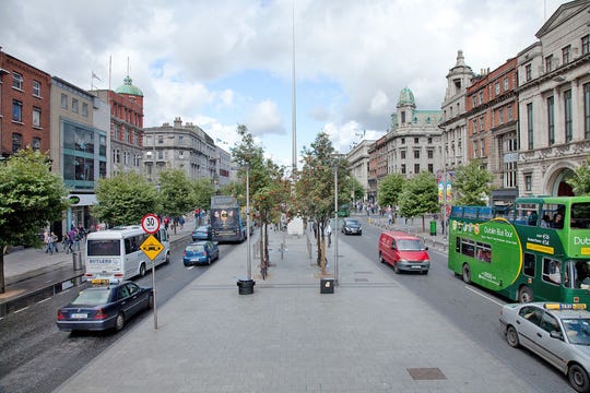The median of Dublin's O'Connell Street is filled with history.