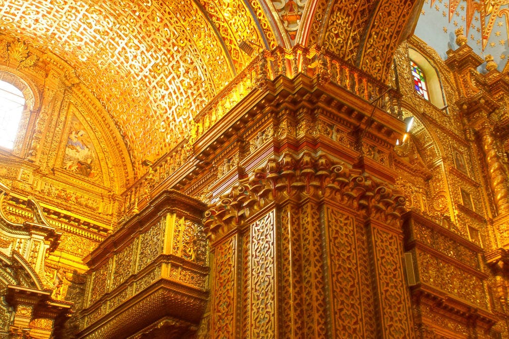 Gold-leaf dominates the interior of Compañía de Jesús